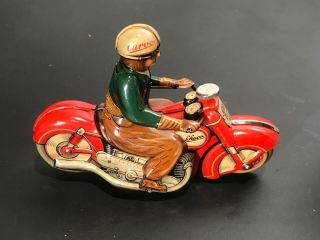 c.  1950 US Zone Germany Schuco Curvo 1000 Tin Clockwork Motorcycle Toy 4