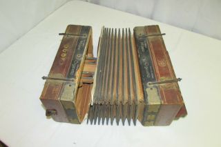 Atq Milano Organetto Mother of Pearl Button Accordion from 1800 ' s Germany 22U1 9