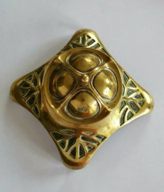 Art Nouveau Brass Single Inkwell