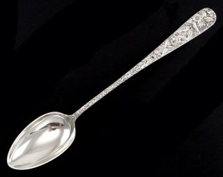 Antique Heavy Sterling Silver Kirk & Son Repousse Flower Stuffing/serving Spoon