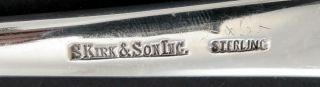 Antique Heavy Sterling Silver Kirk & Son Repousse Flower Stuffing/Serving Spoon 4