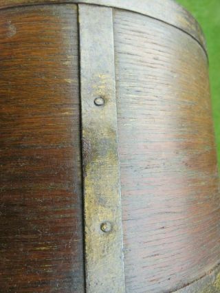 Rare Bent wood and metal primitive round storage box GRAIN MEASURE? 5