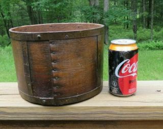 Rare Bent wood and metal primitive round storage box GRAIN MEASURE? 9