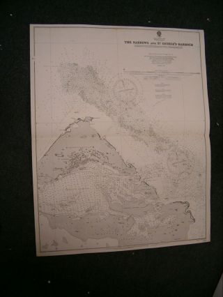 Vintage Admiralty Chart 1315 Bermuda - The Narrows & St.  Georges Hr 1918 Edition