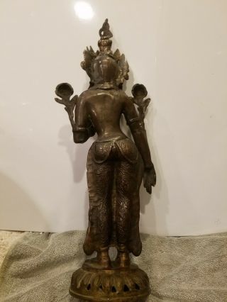 antique Sino - Tibetan ? Buddhist bronze statue FEMALE GODDESS DEITY 4