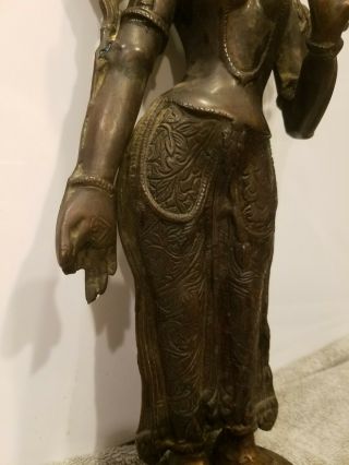antique Sino - Tibetan ? Buddhist bronze statue FEMALE GODDESS DEITY 7