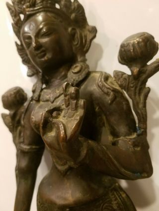 antique Sino - Tibetan ? Buddhist bronze statue FEMALE GODDESS DEITY 8