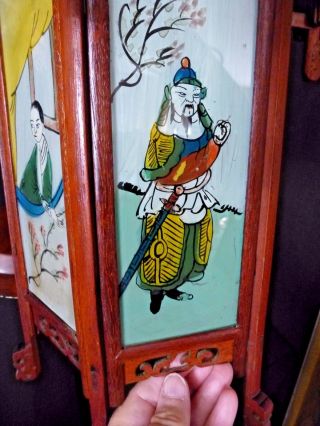 Antique Light Sconce Fixture Chinese Lantern Reverse Painting Fretwork,  Hanger 9