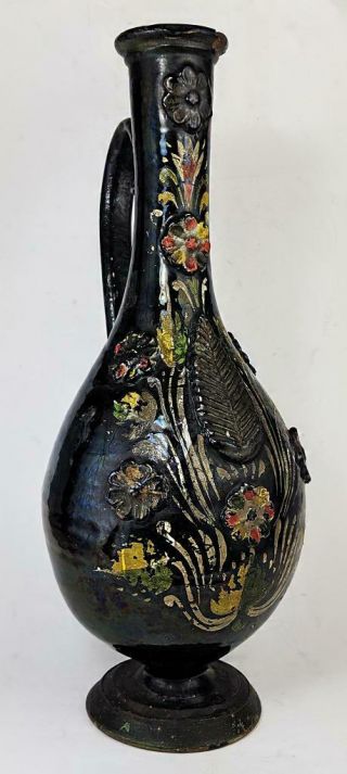 Ottoman Turkish Canakkale Hand Painted Pottery Ewer 19th Century