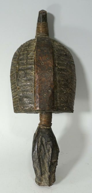 Old Antique African Kota Gabon Mahongwe Copper Wood Reliquary Tribal Figure 4