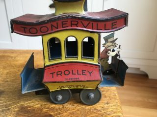 Antique Toonerville Trolley Tin Litho Wind - Up Toy O Gauge Germany 1922