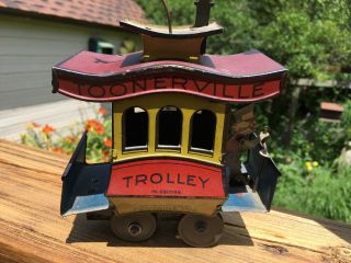 Antique Toonerville Trolley Tin Litho Wind - up Toy O Gauge Germany 1922 2