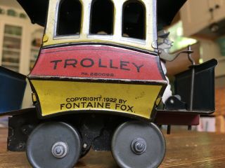Antique Toonerville Trolley Tin Litho Wind - up Toy O Gauge Germany 1922 3