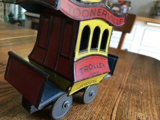 Antique Toonerville Trolley Tin Litho Wind - up Toy O Gauge Germany 1922 9