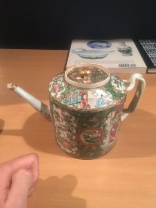 Very Big Antique Chinese Export Rose Medallion Teapot