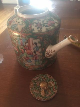 Very Big Antique Chinese Export Rose Medallion Teapot 9