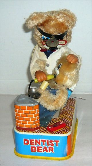 VINTAGE 1950 ' S JAPAN TIN BATTERY OP.  DENTIST BEAR 3