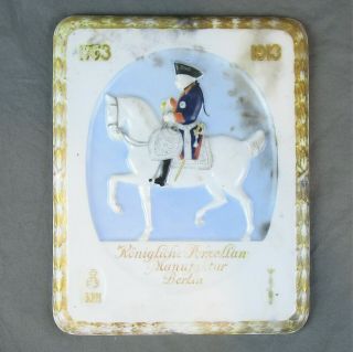 Kpm Porcelain Plaque Soldier On Horse 150 Years Circa 1913 Berlin Vintage