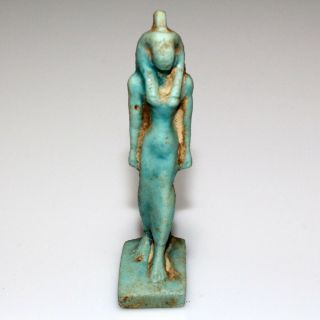 CIRCA 300 - 100 BC EGYPTIAN BLUE FAIENCE STATUE OF CLEOPATRA 2