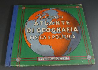 1939 Italian Giuseppe Pennesi Geography Atlas Physical&Political Map G.  B.  Paravia 12