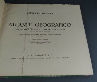 1939 Italian Giuseppe Pennesi Geography Atlas Physical&Political Map G.  B.  Paravia 2