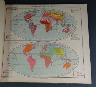 1939 Italian Giuseppe Pennesi Geography Atlas Physical&Political Map G.  B.  Paravia 6