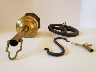 Antique Salter Clockwork Key Wind Brass Hearth Fireplace Bottle Jack Spit Turner 6