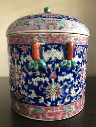 Antique Chinese Famille Peranakan Straits Nyonya Porcelain Kamcheng Bowl w Lid 11
