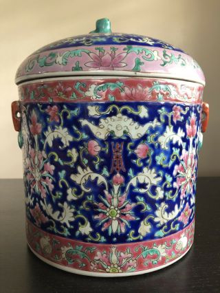 Antique Chinese Famille Peranakan Straits Nyonya Porcelain Kamcheng Bowl w Lid 3