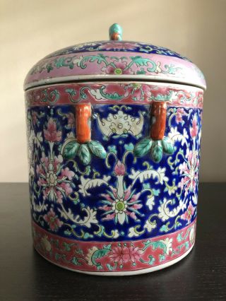 Antique Chinese Famille Peranakan Straits Nyonya Porcelain Kamcheng Bowl w Lid 8
