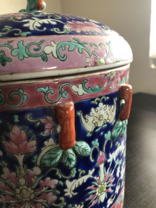 Antique Chinese Famille Peranakan Straits Nyonya Porcelain Kamcheng Bowl w Lid 9