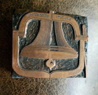 Vintage Letterpress Printing Block School Church Bell With Yoke Rare