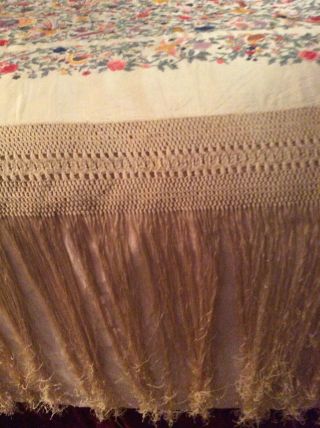 Antique European Silk Heavily Embroidered Piano Shawl Colorful