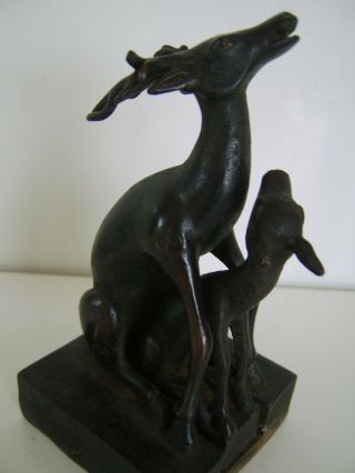 VERY RARE LARGE OLD CHINESE ANTIQUE SOLID BRONZE SEAL DEER mythical creature ? 7
