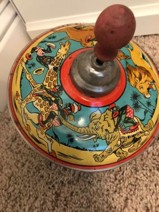 Antique Rare Little Black Sambo Tin Litho Toy Spinning Top.  Great cond. 2