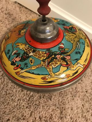 Antique Rare Little Black Sambo Tin Litho Toy Spinning Top.  Great cond. 4