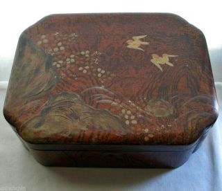 Phenomenal Museum Quality Japanese Lacquer Wood Box Intensely Exquisite Hp Birds