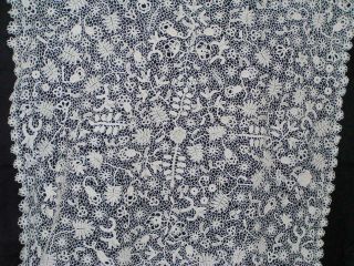 Irish Crochet Lace Panel Antique Ecru 1910 ' s Leaf and Floral Design 5
