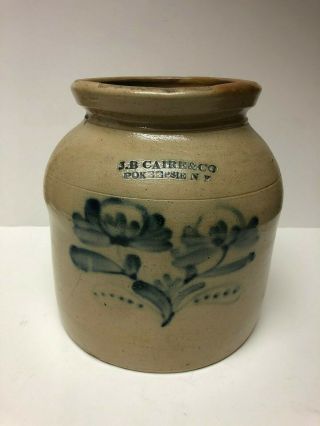 Vintage Large J.  B.  Caire & Co Pokeepsie N.  Y.  Cobalt Decorated Stoneware Crock