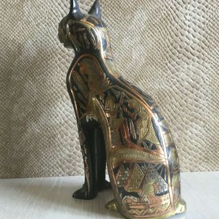 Egyptian Cat Goddess Bastet Bast Antique Ancient Egyptian Statue Bronze Carved