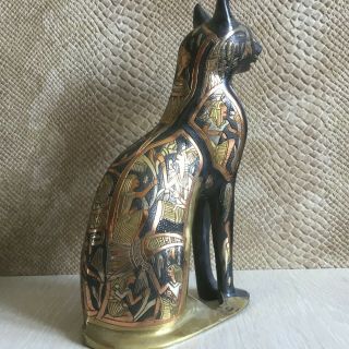 Egyptian Cat Goddess Bastet Bast Antique Ancient Egyptian Statue Bronze Carved 5