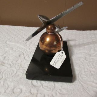 VINTAGE ART DECO PLANE SCULPTURE COPPER BALL SWITZERLAND 1 OF A KIND RARE 2