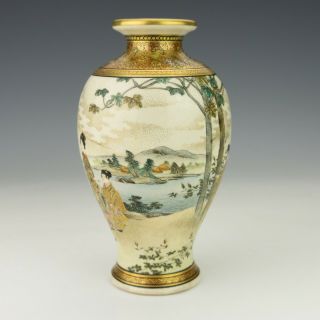 Antique Japanese Satsuma Pottery - Hand Painted & Gilded Geisha Vase 4