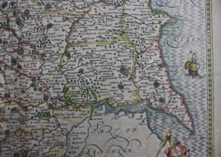antique atlas map YORKSHIRE,  JOHN SPEED,  pub.  Sudbury & Humble,  c.  1646 7