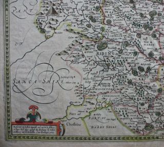antique atlas map YORKSHIRE,  JOHN SPEED,  pub.  Sudbury & Humble,  c.  1646 8