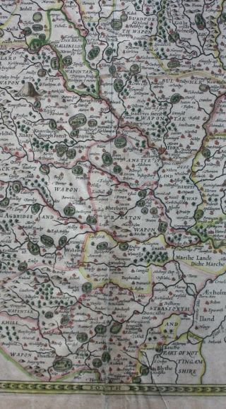 antique atlas map YORKSHIRE,  JOHN SPEED,  pub.  Sudbury & Humble,  c.  1646 9