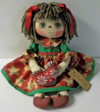 HM Primitive Raggedy Ann DOLL COUNTRY CHRISTMAS IN JULY/ STUFFED HEART ORNIE 3