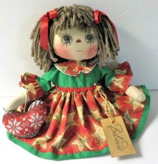HM Primitive Raggedy Ann DOLL COUNTRY CHRISTMAS IN JULY/ STUFFED HEART ORNIE 4