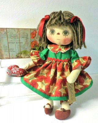 HM Primitive Raggedy Ann DOLL COUNTRY CHRISTMAS IN JULY/ STUFFED HEART ORNIE 5