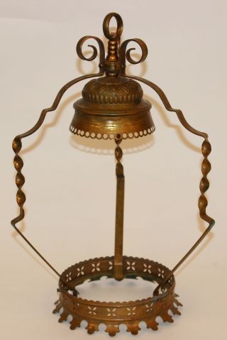 RARE VICTORIAN PARKER HANGING RUBY PARLOR OIL LAMP W/ PETTICOAT SHADE 11